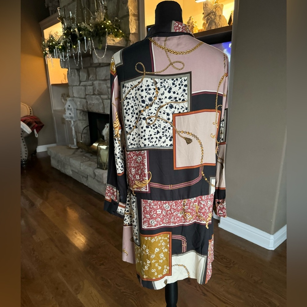 Zara Patchwork Chain Link Print Button Mini Dress‎ - image 3